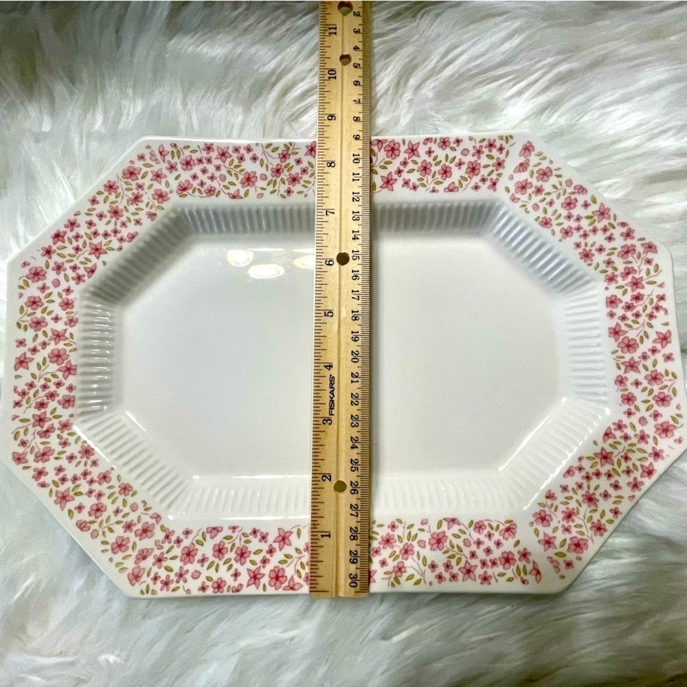 Independence Ironstone Platter Ceramic Floral Pink & White Vintage - Picture 2 of 6